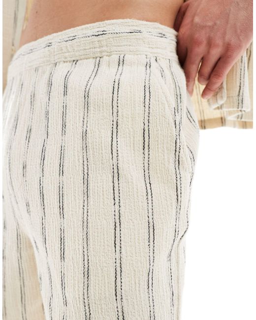 Pull&Bear White Striped Shorts for men