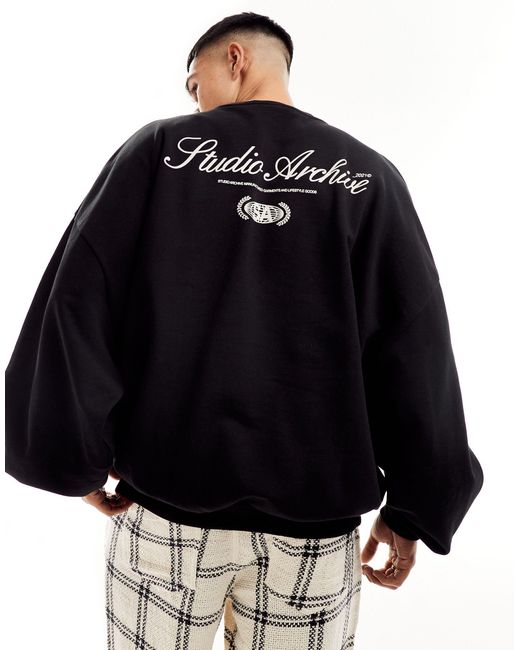 ASOS Black Extreme Oversized Sweatshirt With Print Detail for men