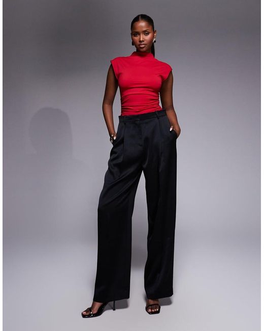 GOOD AMERICAN Red Weightless Sculpting Sleeveless High Neck Bodysuit