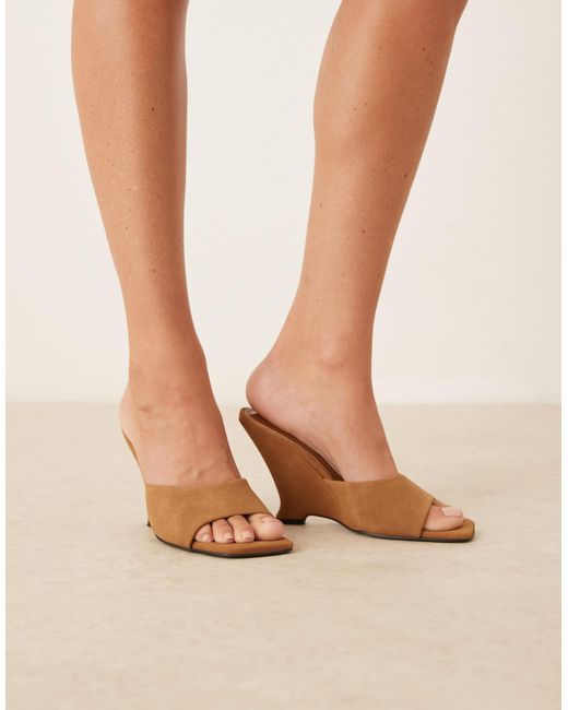 ASOS Natural Tansi High Heeled Wedge Mules