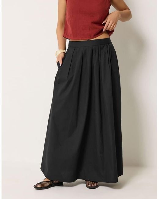 PixieGirl Black Petite Cotton Poplin Maxi Skirt