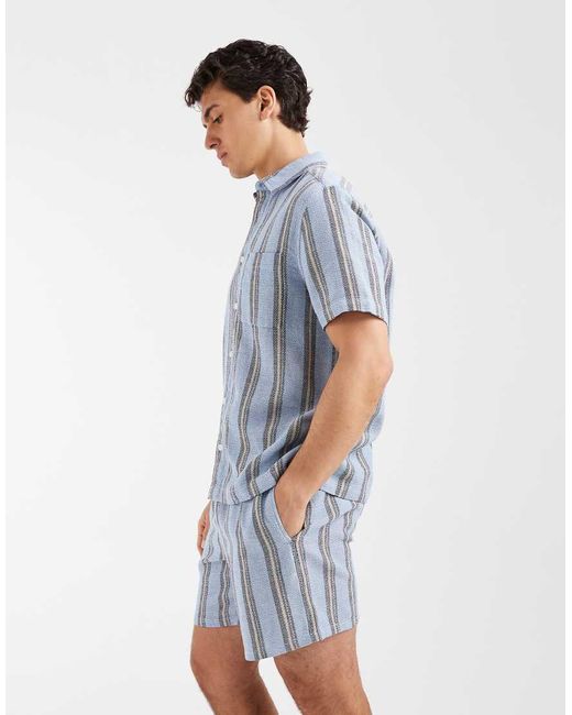 ASOS Blue Textured Mid Length Shorts for men