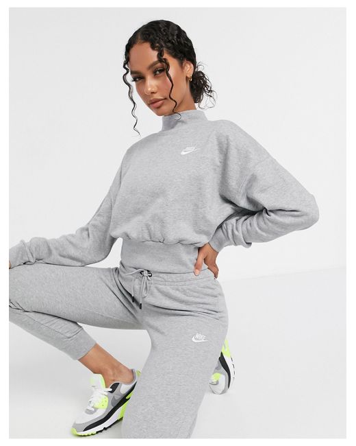 Essentials - sweat-shirt col montant court Nike en coloris Gris | Lyst