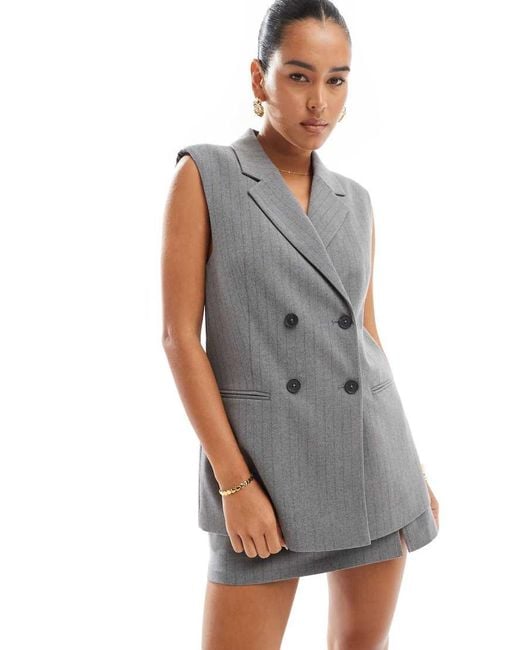 Stradivarius Gray Co-Ord Longline Tailored Waistcoat