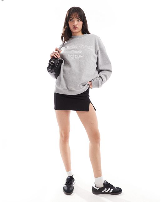 ASOS Gray Oversized Sweat With High Build Embroidered Rue