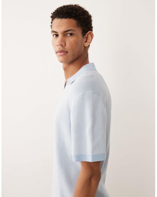 Jack & Jones Blue Premium Split Neck Knitted Top for men