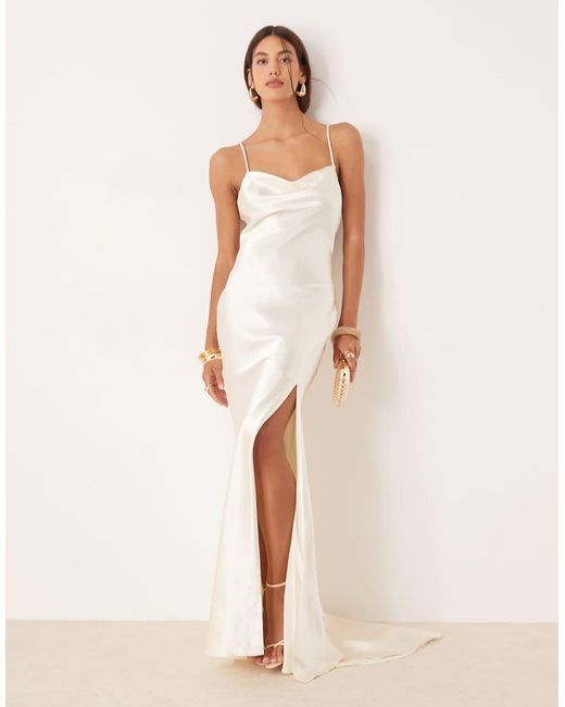 True Decadence Natural Bias Cut Tie Back Maxi Dress