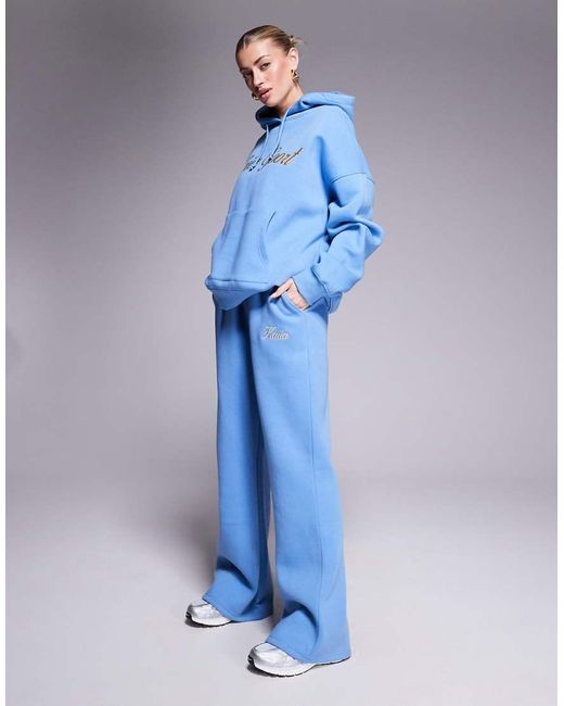 Kaiia Blue Sport Embroidered Script Logo Hoodie Co-ord