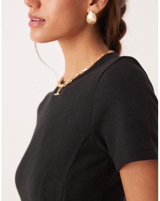 ASOS Superzachte Uitlopende Mini Jurk Met Korte Mouwen in het Black