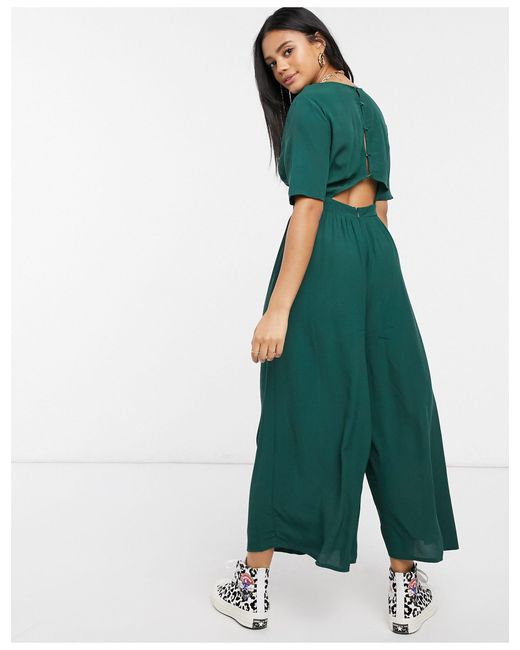 ASOS Green Tea Jumpsuit With Button Back Detail