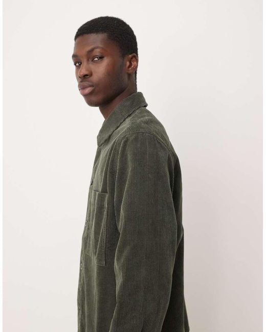 ARKET Green Cord Overshirt With Front Patch Pockets for men