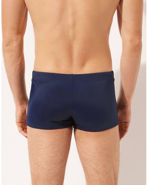 Calzedonia Blue Boxer-Style Swim Shorts Panama for men
