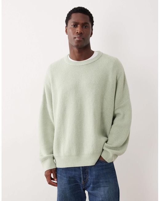 ASOS Natural Super Oversized Boxy Fit Knitted Fisherman Rib Jumper for men