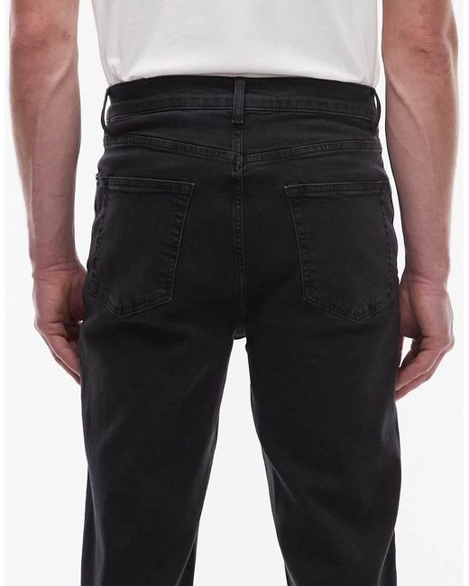 Topman Black Stretch Tapered Jeans for men