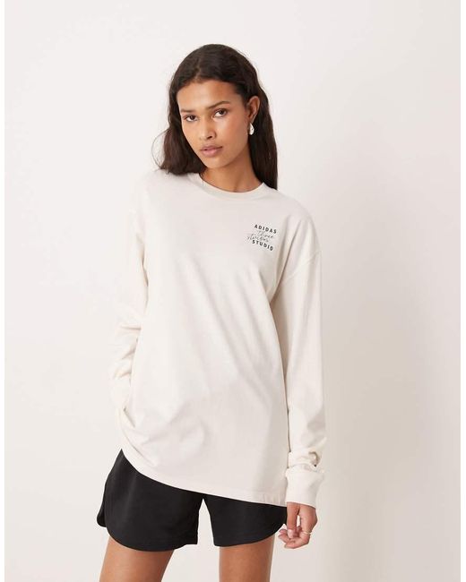 Adidas Originals White Three Stripes Studios Long Sleeve Top