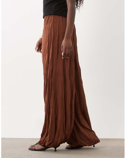 ASOS Brown Co-ord Crinkle Balloon Trousers