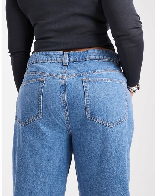 ASOS Blue Asos Design Curve Wide Leg Dad Jeans