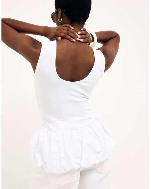 NA-KD White Peplum Top