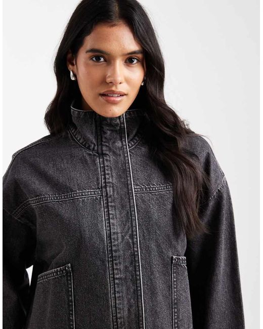 Chaqueta Vaquera Con Cuello Alzado De (Parte De Un Conjunto) ASOS de color Black