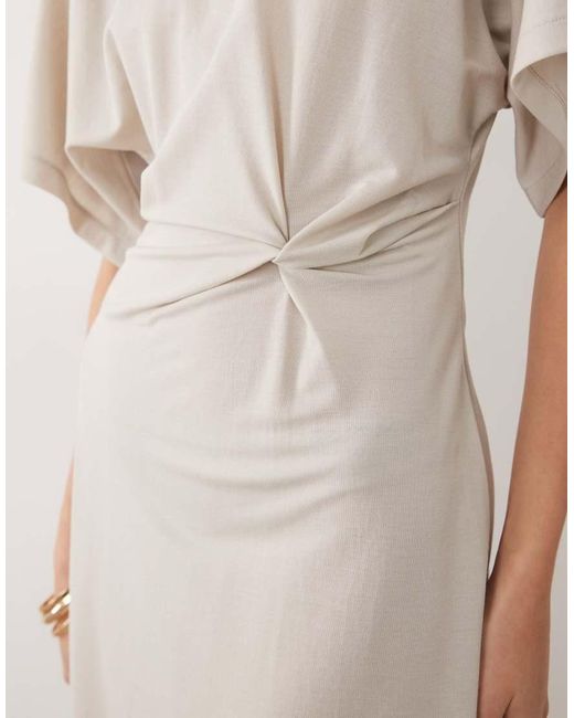 Mango Natural T-Shirt Dress With Twist Detail