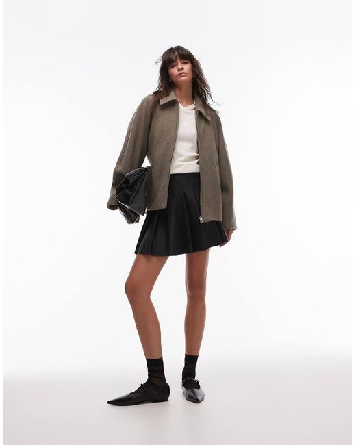 Mango Green Felted Bomber Jacket