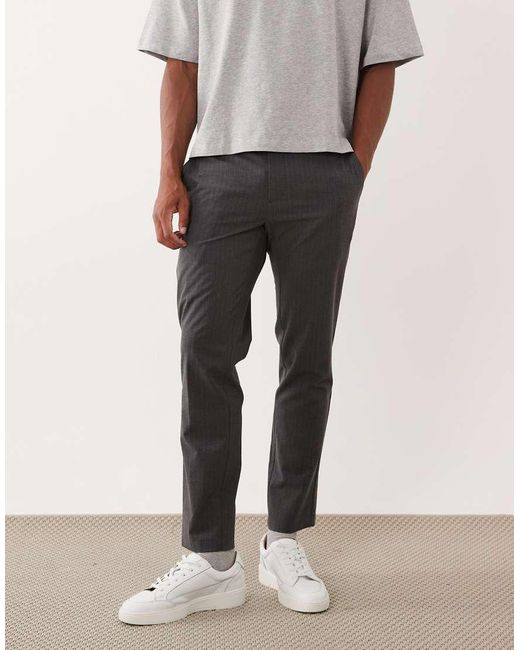 Mango Gray Slim Fit Trouser With Elasticated Waistband