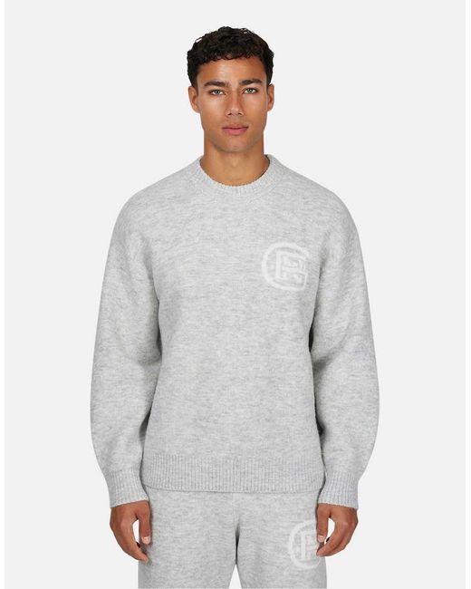 Good For Nothing Gray Knitted Crew Neck Sweatshirt for men