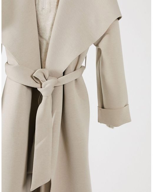 Asos Design Petite Scuba Waterfall Skater Coat In Brown Lyst Asos Design Petite Scuba Waterfall, Asos Winter White Coats