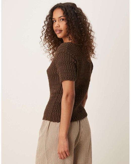 ASOS Brown Knitted Scoop Neck Button Through Cardigan