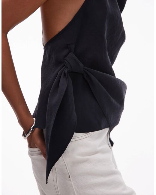 TOPSHOP Black Super Soft Cupro Halter Neck Top