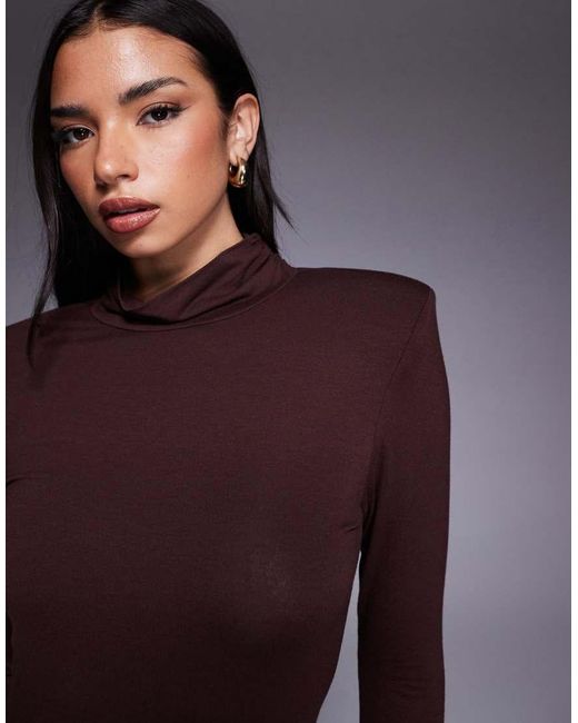ASOS Purple Roll Neck Mini Dress With Shoulder Pad Detail