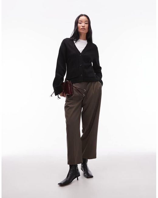 ARKET Black Textured Yarn Wool Cardigan With V-Neck And Front Pockets