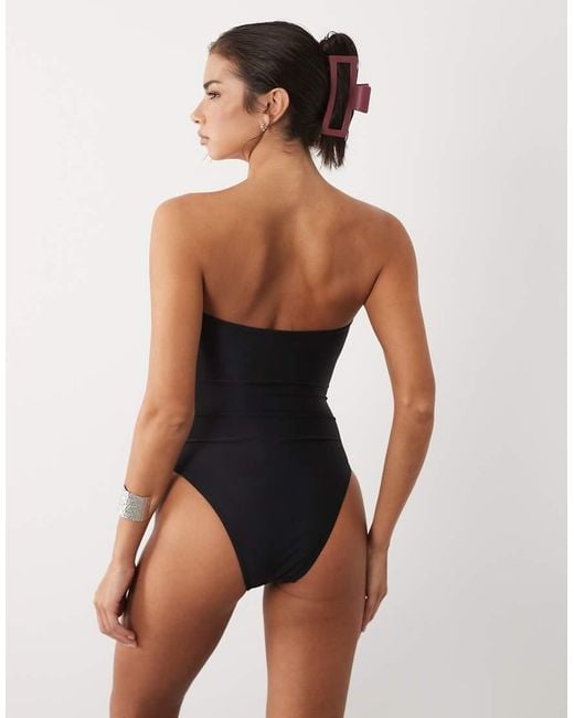 The Frolic Blue Exclusive Bandeau Stud Detail Swimsuit