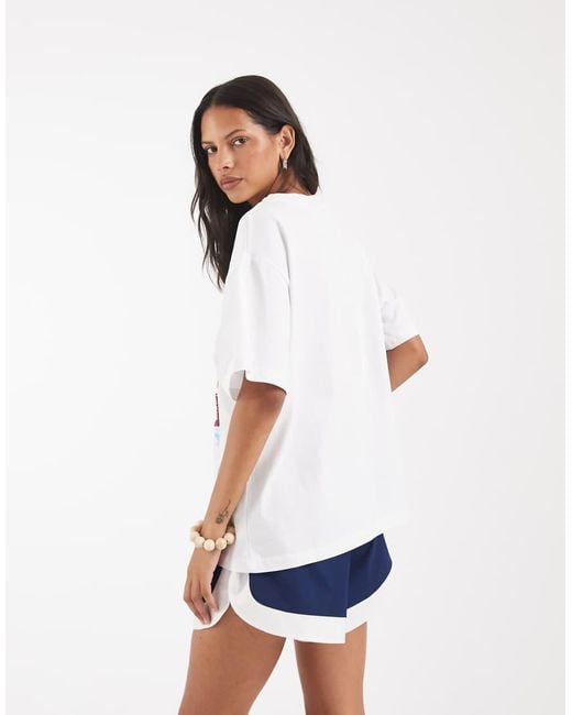 ASOS White Drop Shoulder T-shirt With Beaded Fruit Graphic
