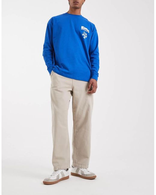 ASOS Blue Relaxed Tapered Trousers for men