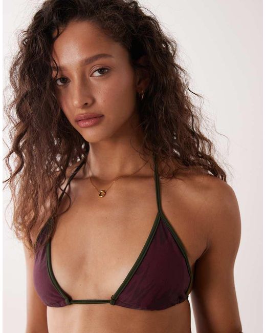 Motel Brown Co-Ord Pami Abstract Zebra Bikini Top