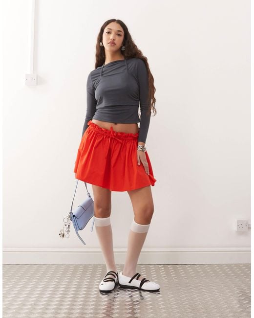 ASOS Red Double Layer Top With Ruched Halter