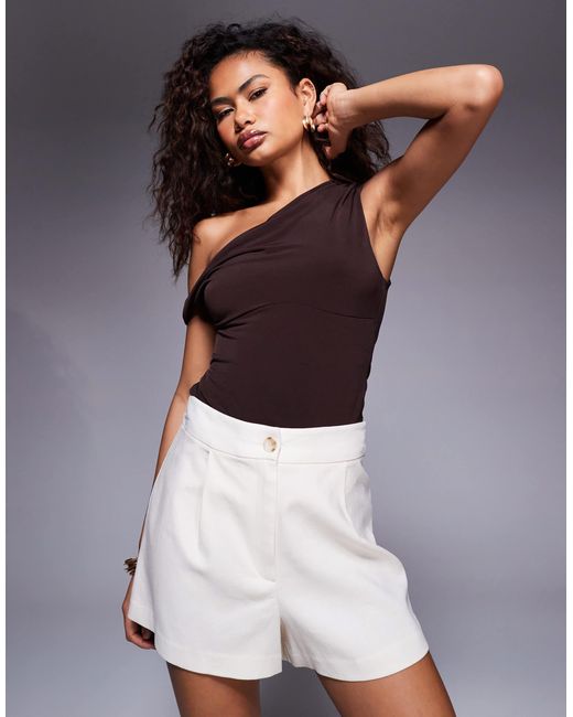 River Island Gray Linen Structured Short