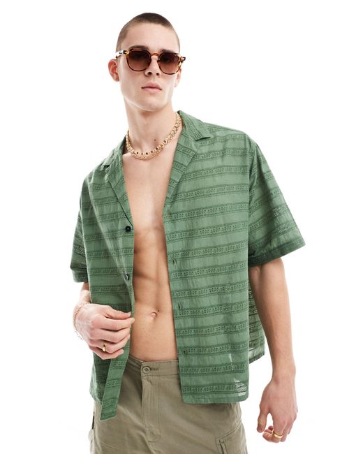 ASOS – kurzärmliges, kastiges oversize-hemd in Green für Herren