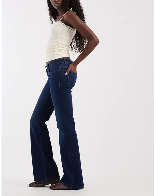 ONLY Blue Lola Super Low Waist Flared Jeans