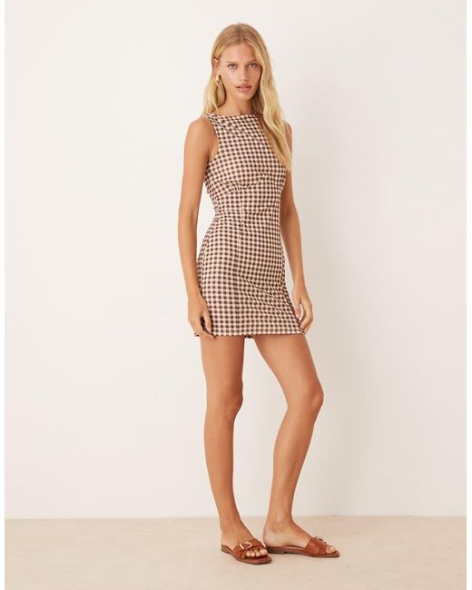 ASOS Natural Sleeveless Fitted Mini Dress