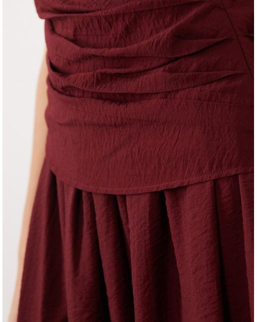 ASOS Purple Drape Front Bandeau Midi Dress