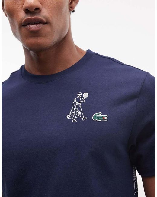 Lacoste Blue Tennis Performance Technical Graphic Logo Jersey With Back Print for men
