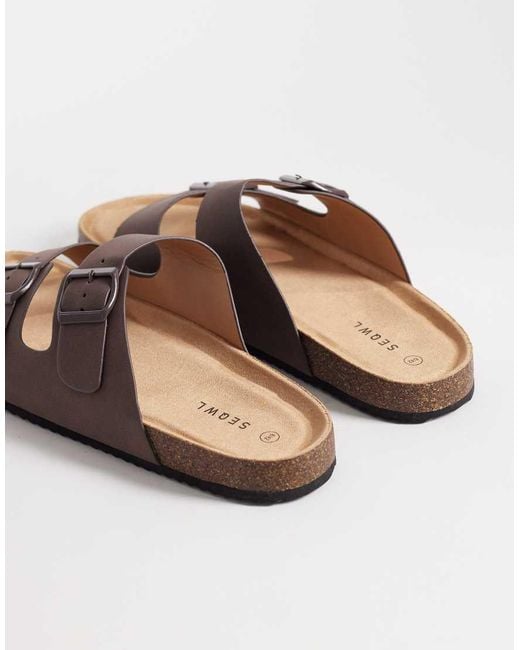 SEQWL Brown Molsen Sandals With Buckles for men
