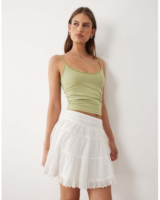Miss Selfridge White Broderie Mix Tiered Mini Skirt