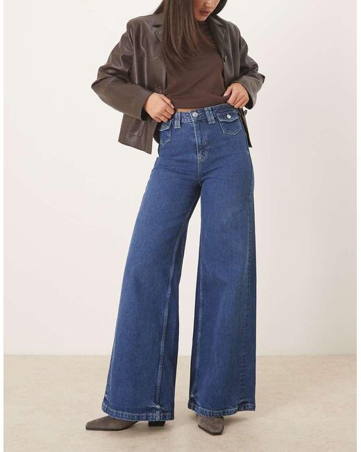 Free People Blue Kellee High Rise Palazzo