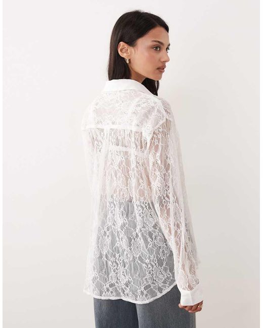 Miss Selfridge White Oversized Lace Shirt