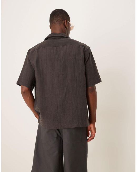 Chemise décontractée en coton texturé à manches courtes - chocolat Mango pour homme en coloris Black