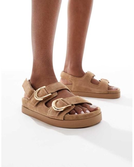 Stradivarius Brown Ankle Strap Leather Sandal