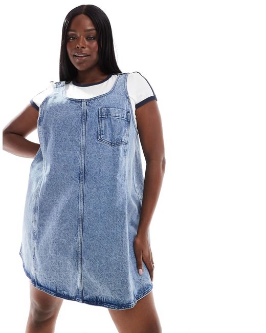 Noisy May Denim Pinafore Dress in Blue Lyst Canada